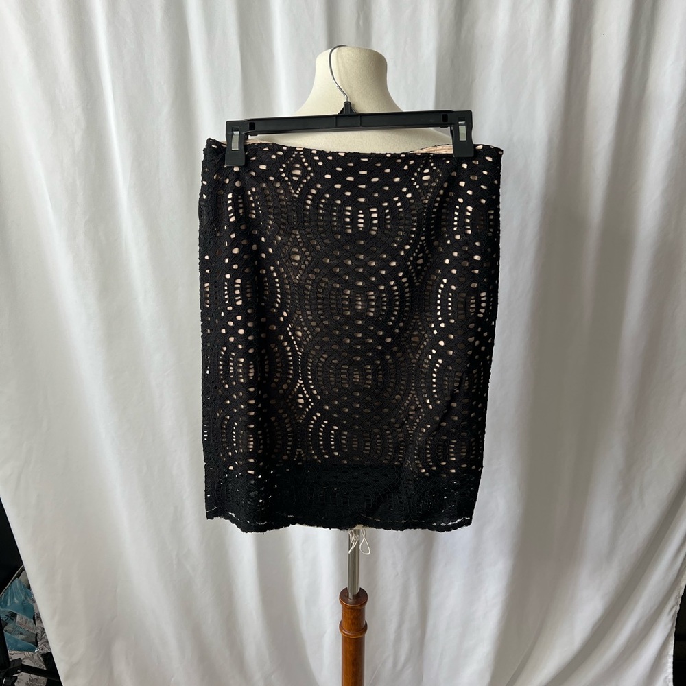 🖤 Lunik Black Lace Pencil Skirt with Nude Lining 🖤